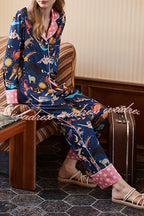 Blue Constellation Printed Home Long Sleeved Two-piece Set