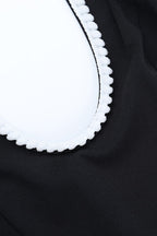 Black Contrast Lace U-Neck Split Backless Party Dress