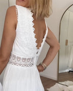 Yolaina Exclusive V Neck Lace Tank Dress Evening Wear Edit