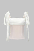 Satin Ruched Tie-Up Slip Cami Top