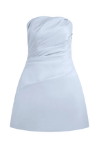 Leslie Gathered Taffeta Mini Dress - Frosted Blue