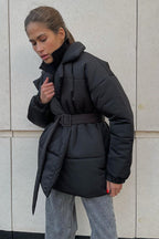 Slim Fit Lapel Belted Winter Coat