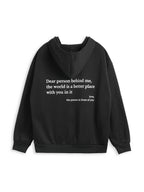 Letter Print Kangaroo Pocket Drawstring Oversized Hoodie