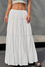 Ballet Gentle White Low Waist A Line Maxi Skirt