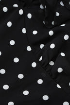 Polka Dot Ruffle Trim Flutter Sleeve Deep V-Neck Bodycon Mini Dress
