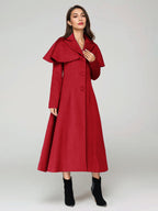 Wool Blend Coat With Cape Classic Lapel Elegant Camel Winter long Outerwear For Women 2026
