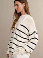 Striped V-Neck Knit Cardigan