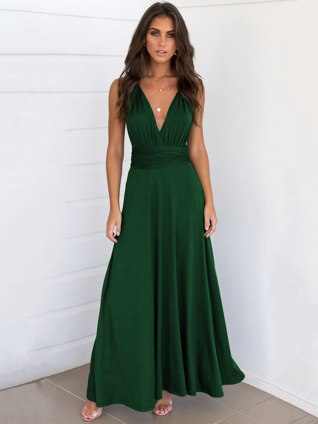 Convertible Women Sleeveless Maxi Dress - Multiway Solid Color Backless Gown - Summer Beach Wedding Bridesmaid Dress 2026
