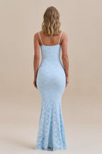 Spaghetti Strap Sweetheart Lace Bustier Mermaid Maxi Dress