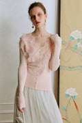 Feather Lace Detail Knit Top
