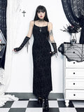 Jacquard Cross Print Spaghetti Strap Bodycon Maxi Dress