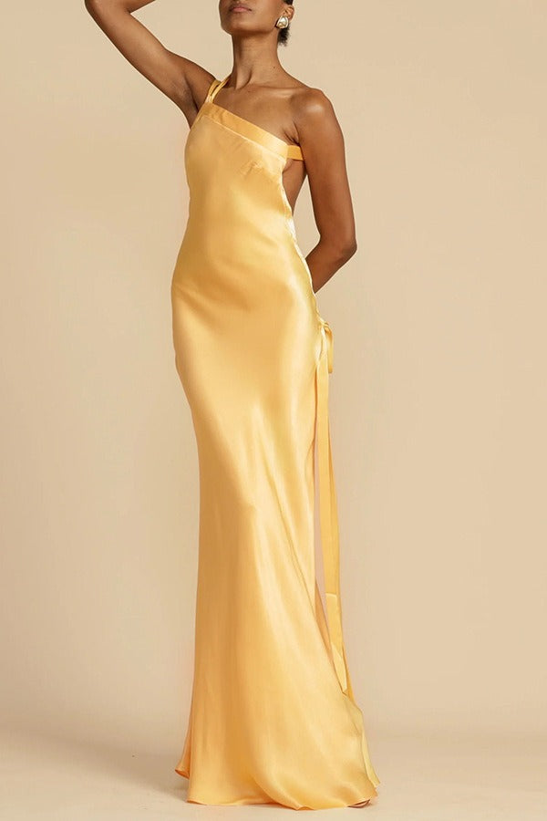 Satin One Shoulder Bodycon Dress