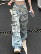 American Retro Pocket Workwear Cargo Jeans