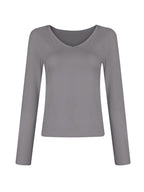 Solid V Neck Slim Long Sleeve Tee