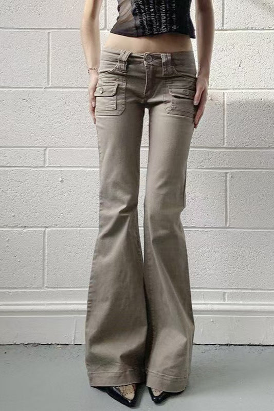 Edgy Low Waist Utility Bootcut Jeans