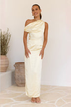 Solid Sleeveless Asymmetric Formal Dress