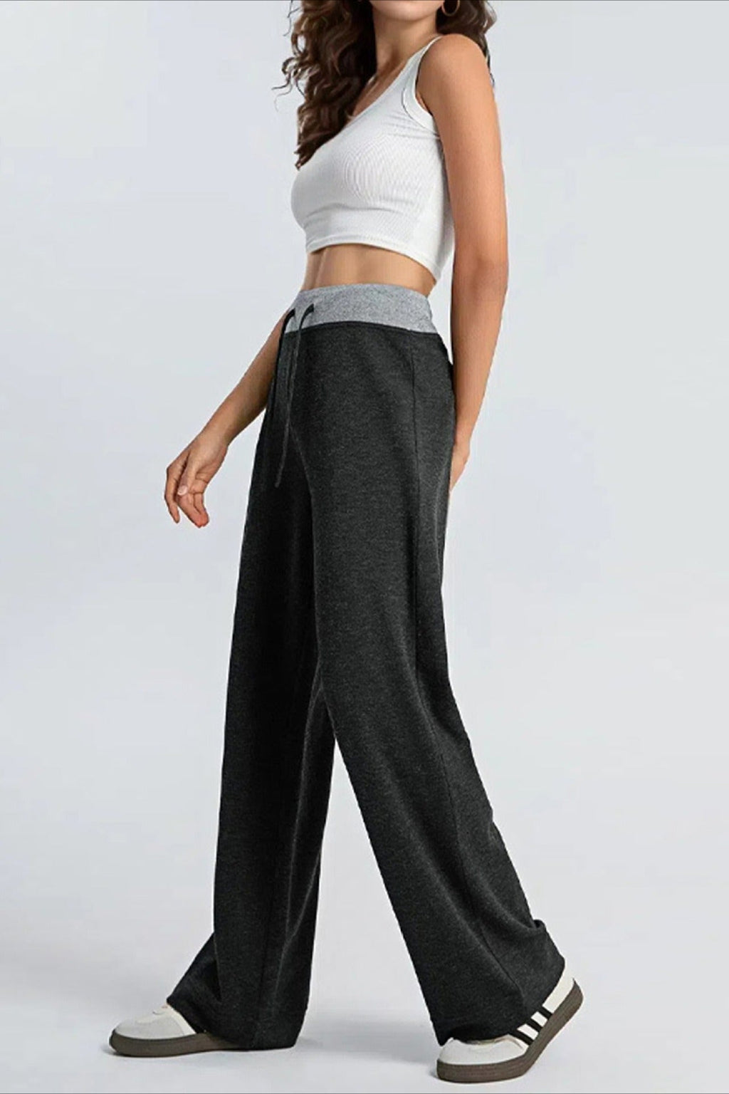 Paneled High Waist  Draping Lounge Knit Pants