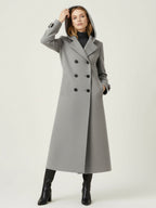 Hooded Double-Breasted Long Woolen Coat With Cuff Tabs For Women 2026