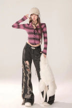 High Waist Ripped Wide Leg Jeans