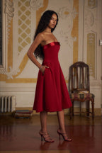 Patchwork Strapless Open Back Fitted Waist Elegant Party Dress