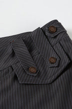 Striped Low Rise Asymmetric Flared Tailored Pants