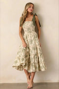 Sleeveless Halter Empire Waist Floral Dress