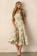 Sleeveless Halter Empire Waist Floral Dress