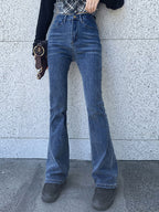 Vintage Blue Wash High Rise Slim Flare Jeans