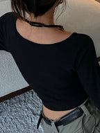 Print Halter Slim Knit Top