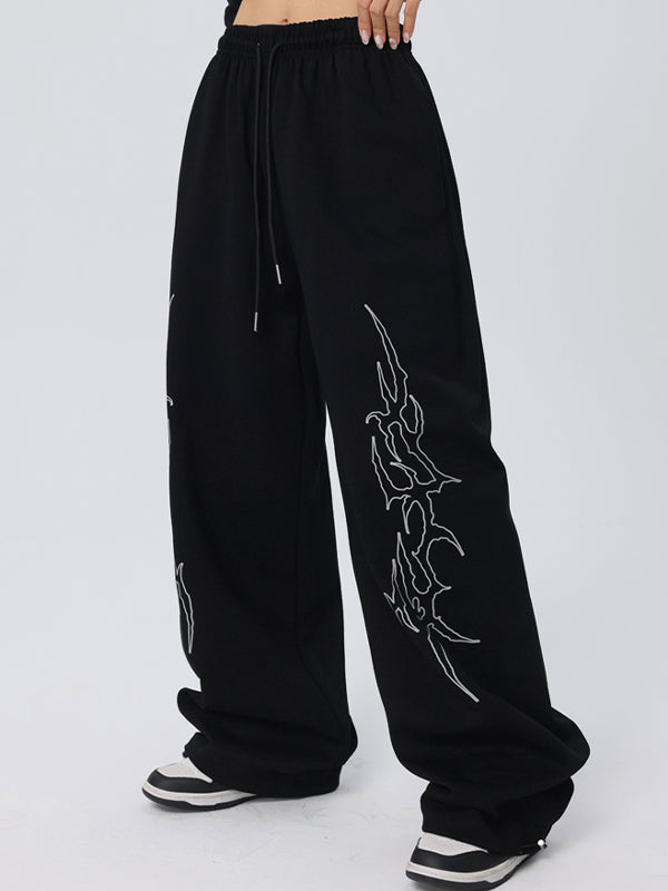 Vintage Print Loose Sweatpants