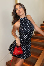 Halter Neck Polka Dot Bodycon Mini Dress
