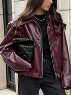 Large Lapel Leather Loose Jacket
