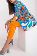 Multicolor Graphic Print Lapel Long Sleeve Blazer