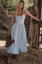 Solid Sexy Backless Spaghetti Strap Swing Prom Dress
