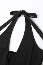 Black Halter Backless Tie Dress