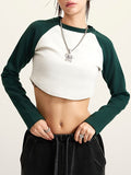 Retro Raglan Crop Long Sleeve Tee