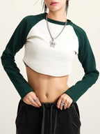 Retro Raglan Crop Long Sleeve Tee
