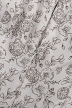 V Neck Long Sleeve High Waist A Line Floral Dress