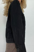 Double Zipper Denim Cargo Jacket