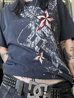 Star Graphic Print Oversized Short Sleeve Tee