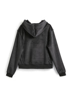 Grunge Rhinestone Print Zip Up Hoodie