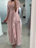 Gentle Ruffled  Edge Evening Dress