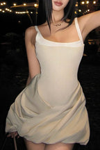 Ruched High Waist Sleeveless Cami Mini Dress