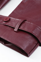 Belted Faux Leather Waist Fit Overcoat