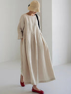 Isabel Timeless Loose Linen Dresses with Side Pockets Designer Dress Edit