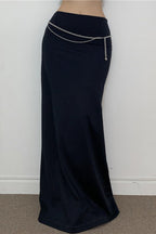 American Retro Solid Color Draped Skirt