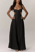 Solid Color Casual Camisole Loose Stretch Wide-leg Jumpsuit