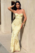 Strapless Bustier Floral Embroidered Mesh Mermaid Maxi Gown
