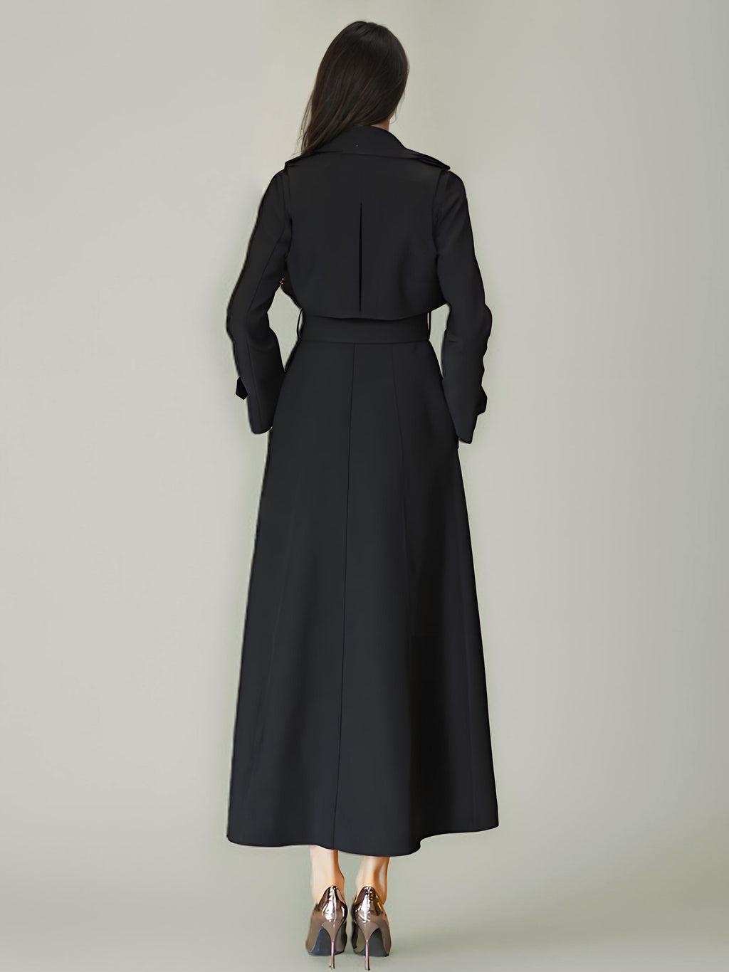 Women's Trench Coat Modern Polyester Turndown Collar Buttons Full Length Coat