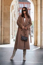 Blazer Lapel Belted Wool Sleeve Overcoat